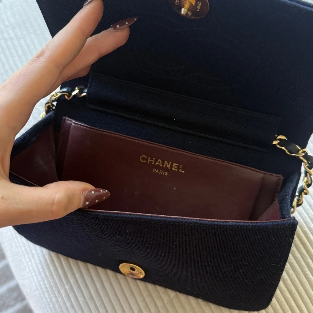 Chanel Denim 24k Gold Quilted Jersey Classic Flap